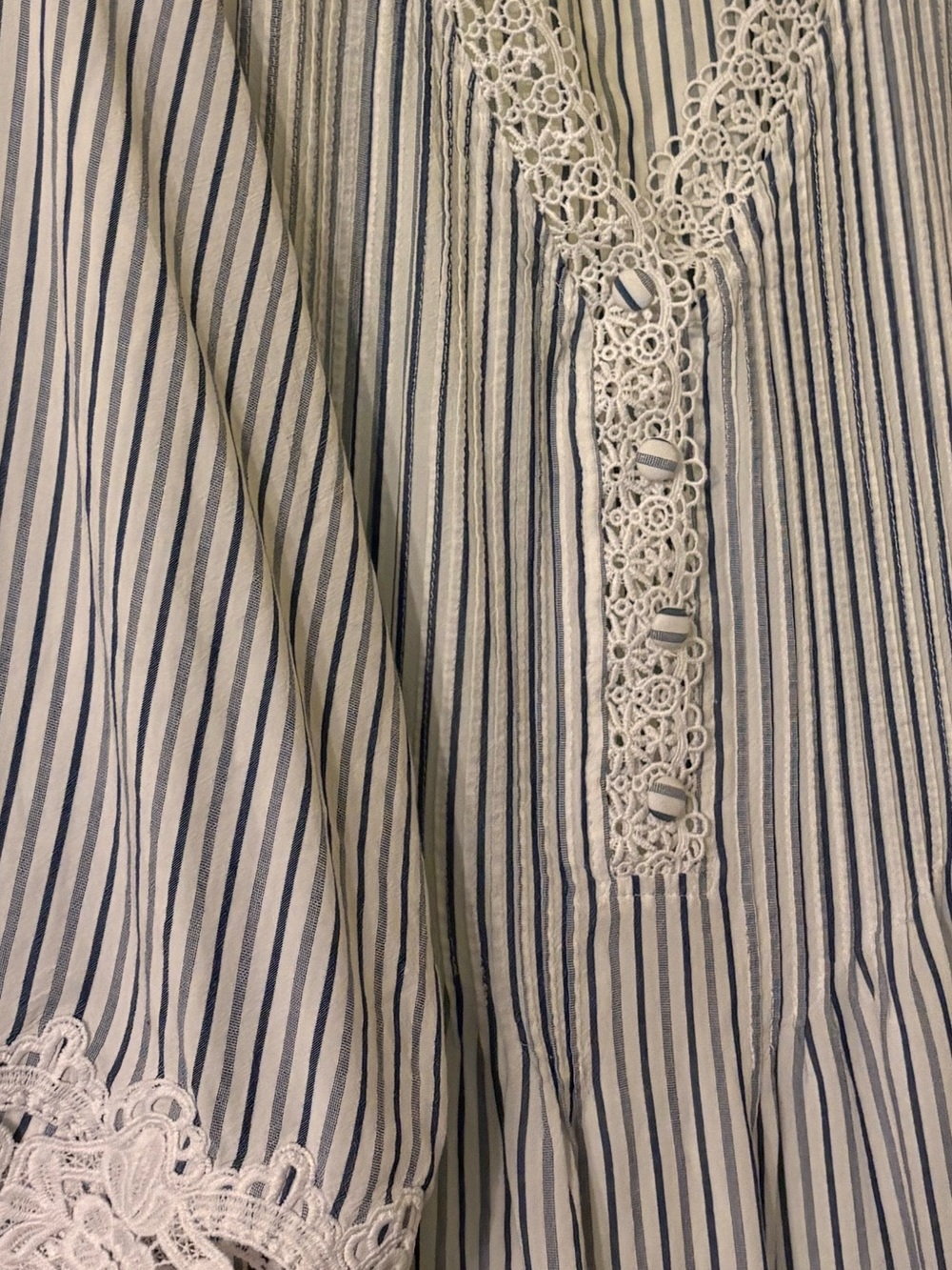 Striped Blouse with Lace Accents - Picture 2 of 3
